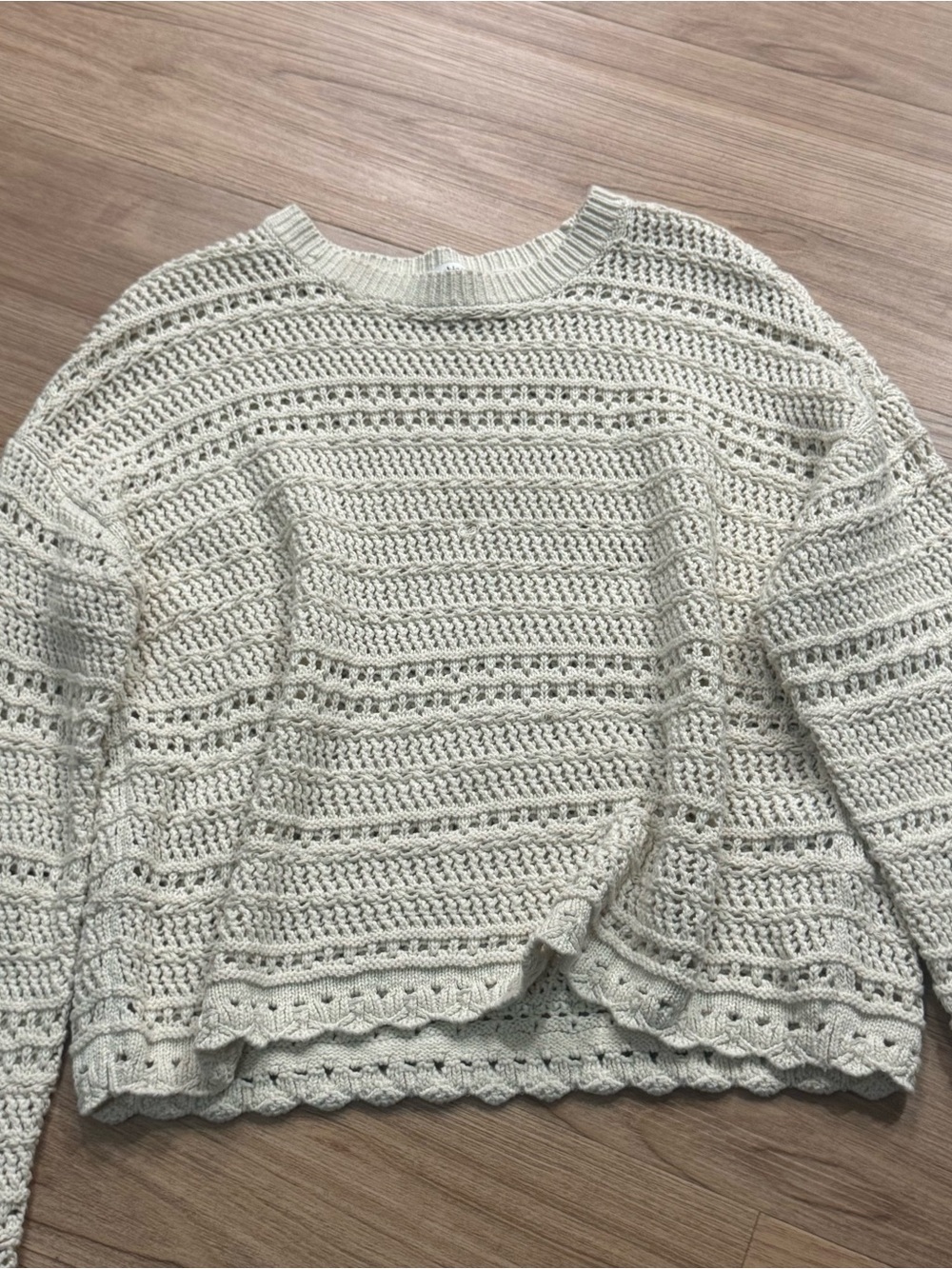 Abercrombie & Fitch Cream Crochet Crewneck Sweater